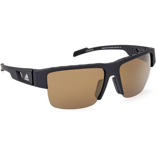 Adidas SP0070 Men Sport Wraparound Sunglasses Black / Other / Brown Polarized