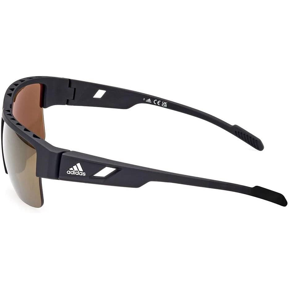 Adidas SP0070 Men Sport Wraparound Sunglasses Black / Other / Brown Polarized