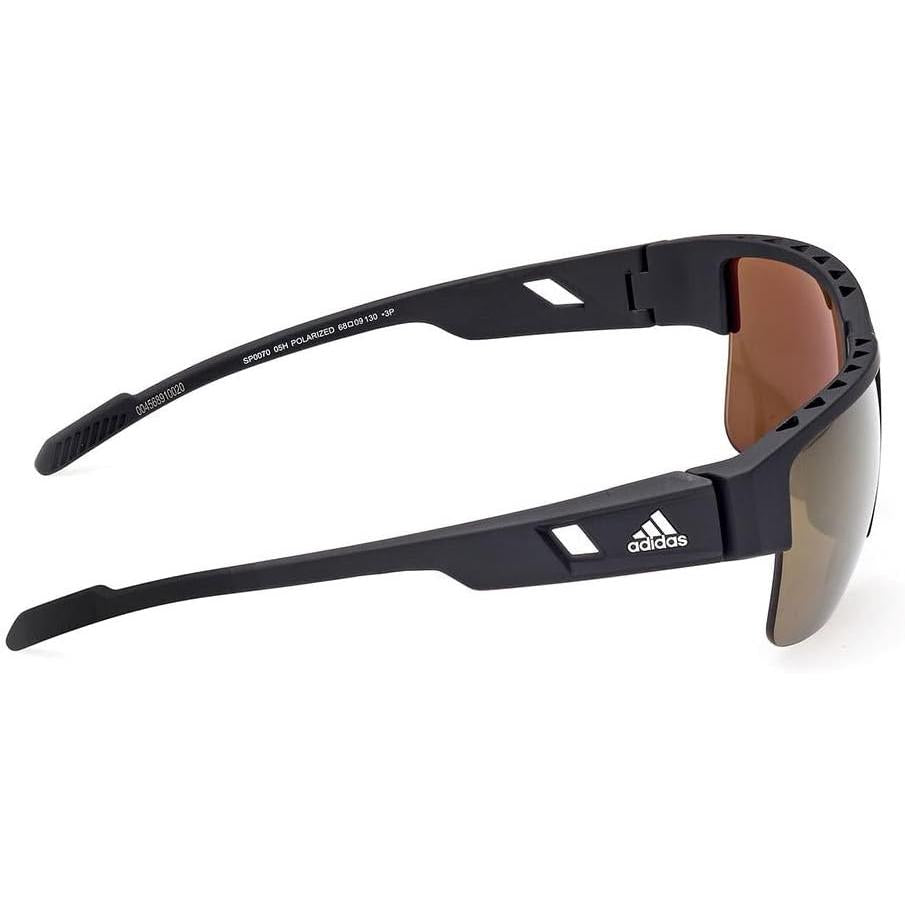 Adidas SP0070 Men Sport Wraparound Sunglasses Black / Other / Brown Polarized