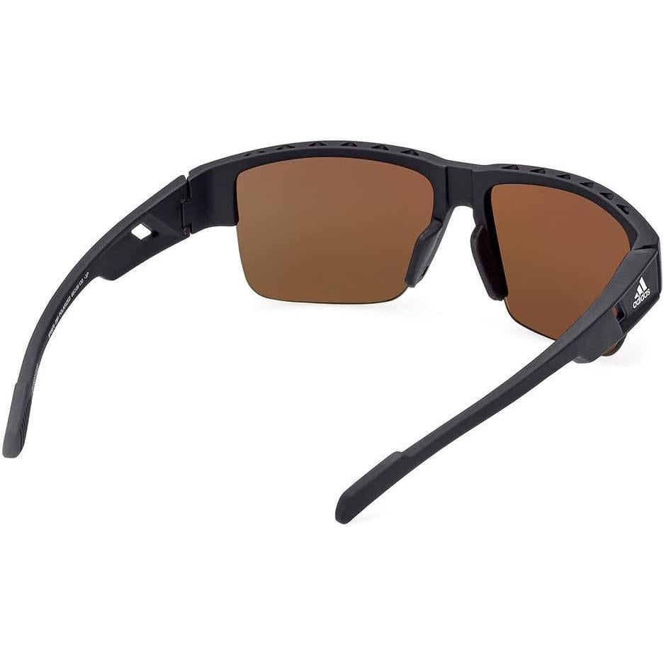 Adidas SP0070 Men Sport Wraparound Sunglasses Black / Other / Brown Polarized