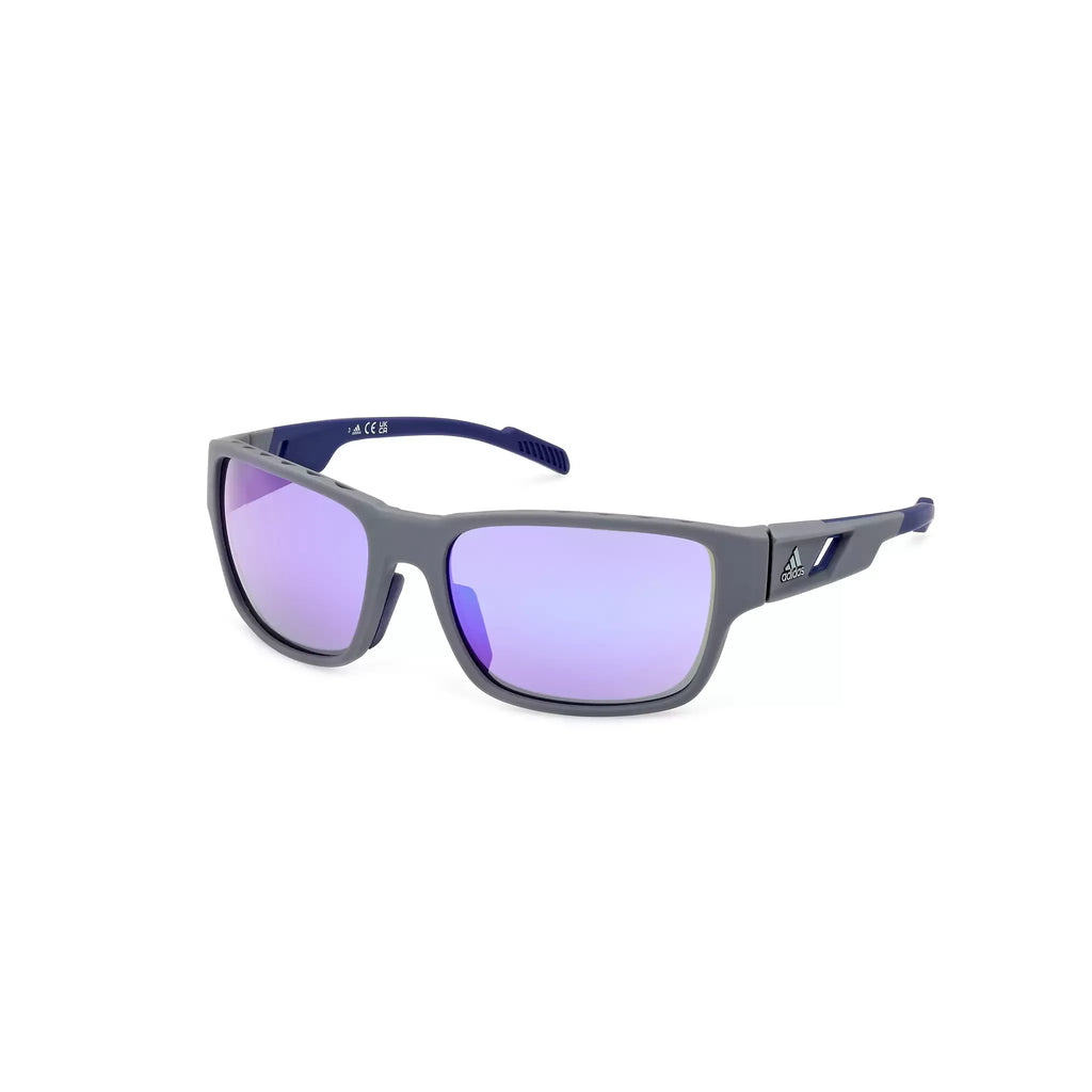 Adidas SP0069 Men Sport Wraparound Sunglasses Grey / Other / Violet Mirror Gradient