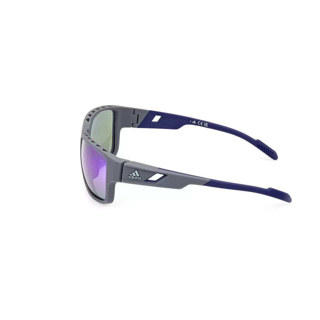 Adidas SP0069 Men Sport Wraparound Sunglasses Grey / Other / Violet Mirror Gradient