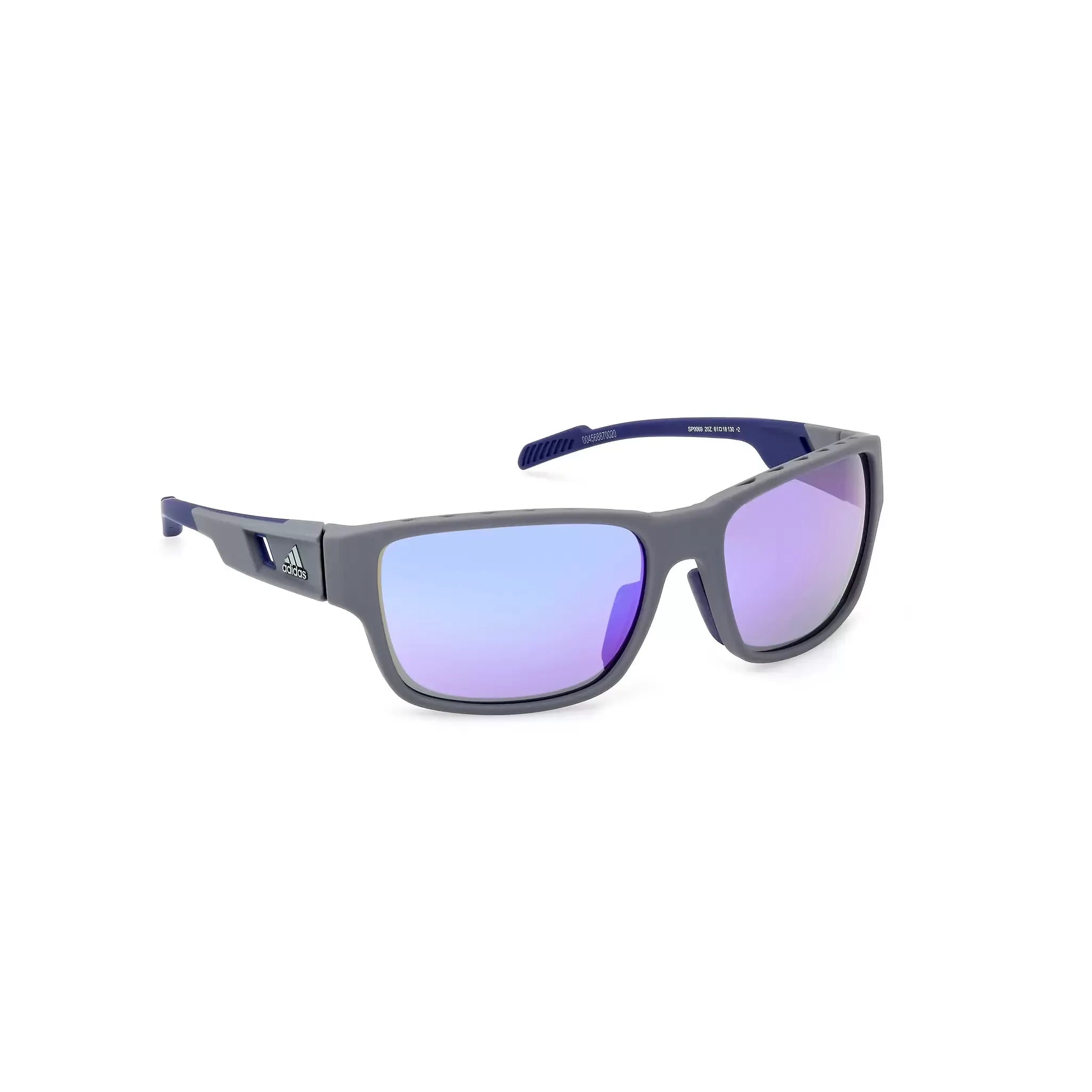 Adidas SP0069 Men Sport Wraparound Sunglasses Grey / Other / Violet Mirror Gradient