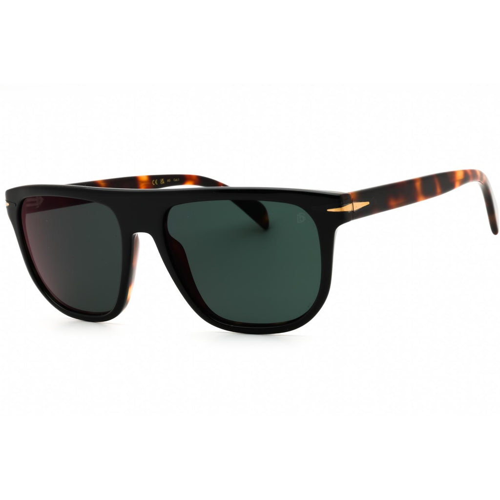 David Beckham DB 7111/S Men Rectangular Sunglasses Black Havana / Green Mirror