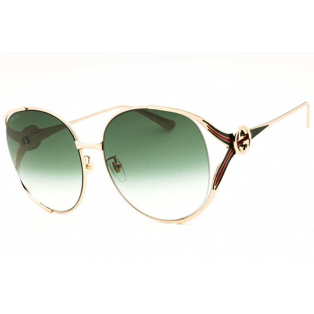 Gucci GG0225S 003 Gold Gold Green Oversized Women’s Sunglasses