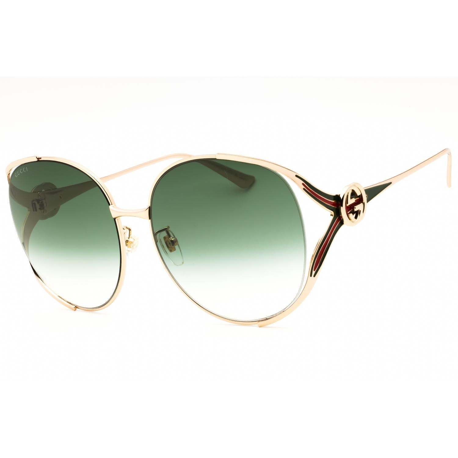 Gucci GG0225S 003 Gold Gold Green Oversized Women’s Sunglasses
