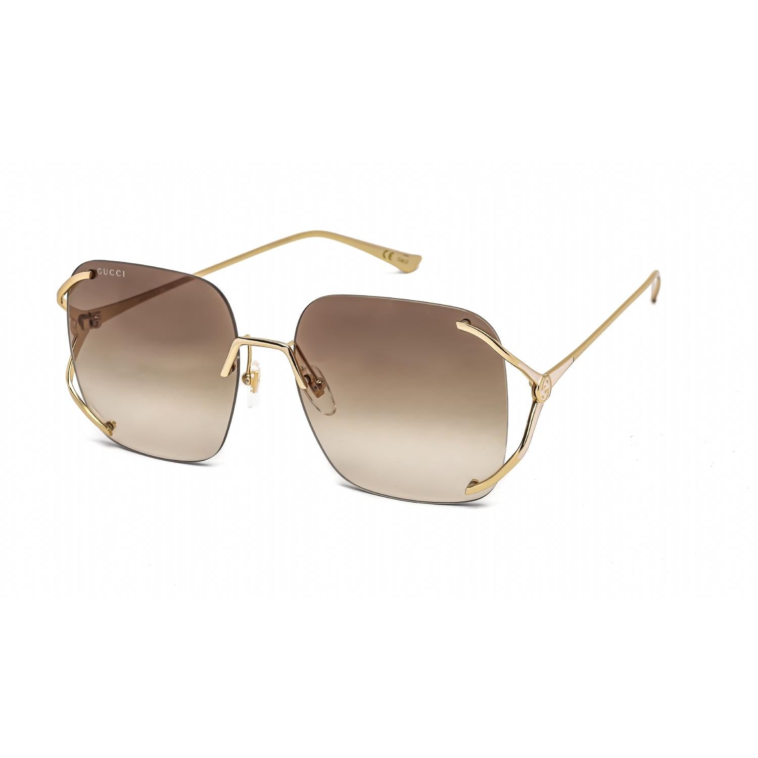 Gucci GG0646S 002 Gold Brown Gradient Oversized Women’s Sunglasses