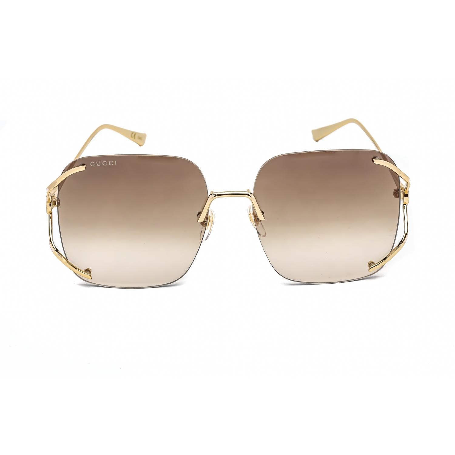 Gucci GG0646S 002 Gold Brown Gradient Oversized Women’s Sunglasses