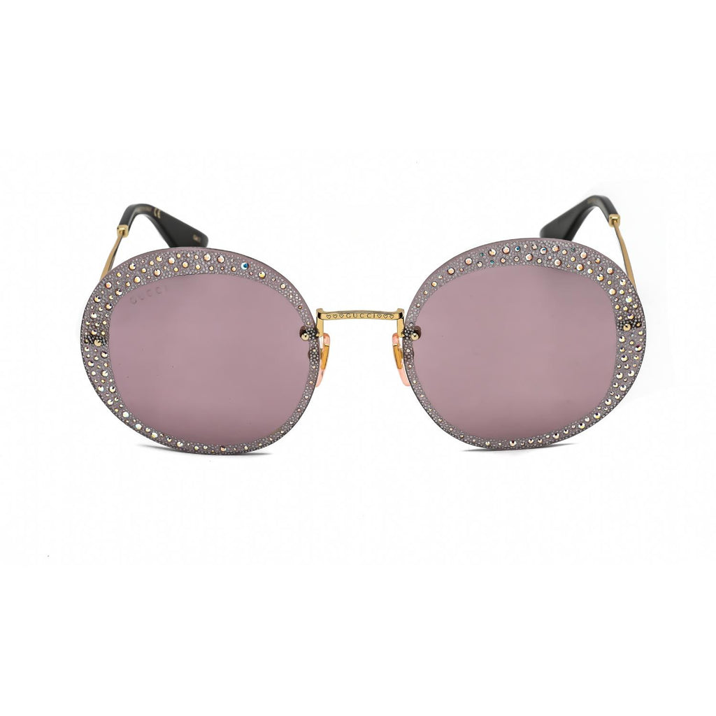Gucci GG0899S 001 Gold Gold Violet Oval Women’s Sunglasses
