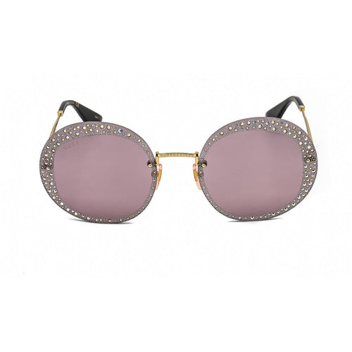 Gucci GG0899S 001 Gold Gold Violet Oval Women’s Sunglasses