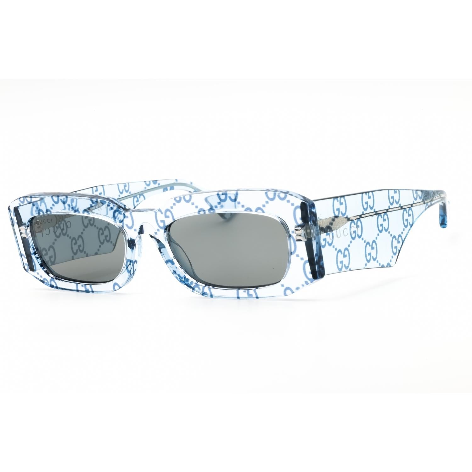 Gucci GG1426S 006 Light Blue Light Blue Grey Rectangular Men’s Sunglasses