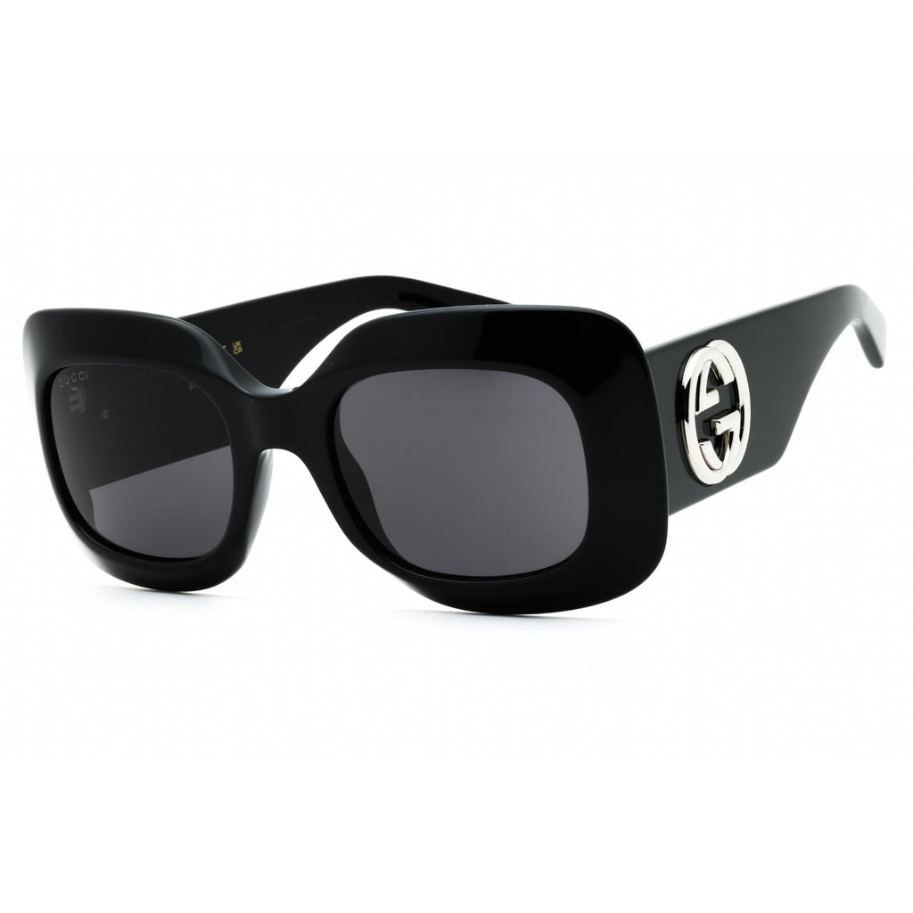 Gucci GG1695S 001 Black Grey Rectangular Women’s Sunglasses