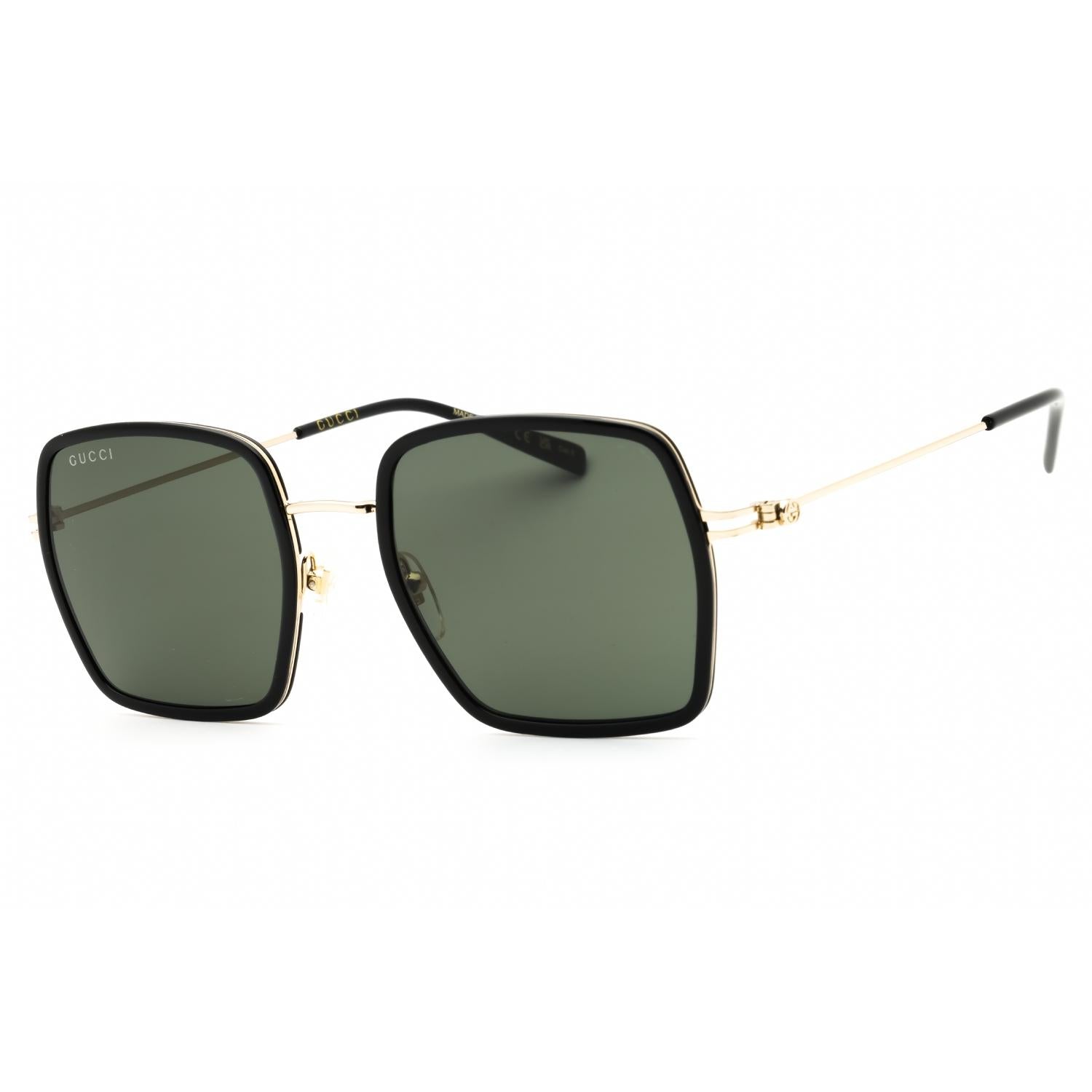 Gucci GG1848S 001 Black Gold Grey Rectangular Women’s Sunglasses