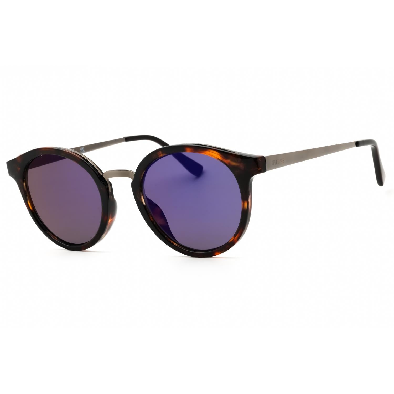 Guess Factory GF0305 Women Round Sunglasses Blonde Havana / Blue Mirror