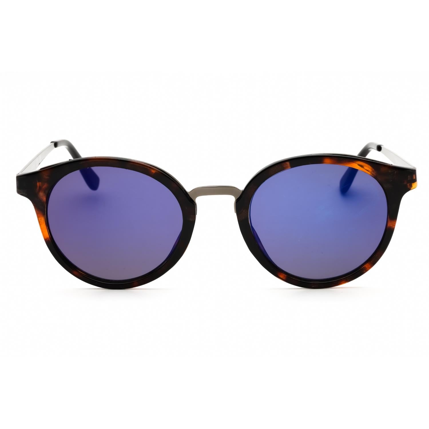 Guess Factory GF0305 Women Round Sunglasses Blonde Havana / Blue Mirror