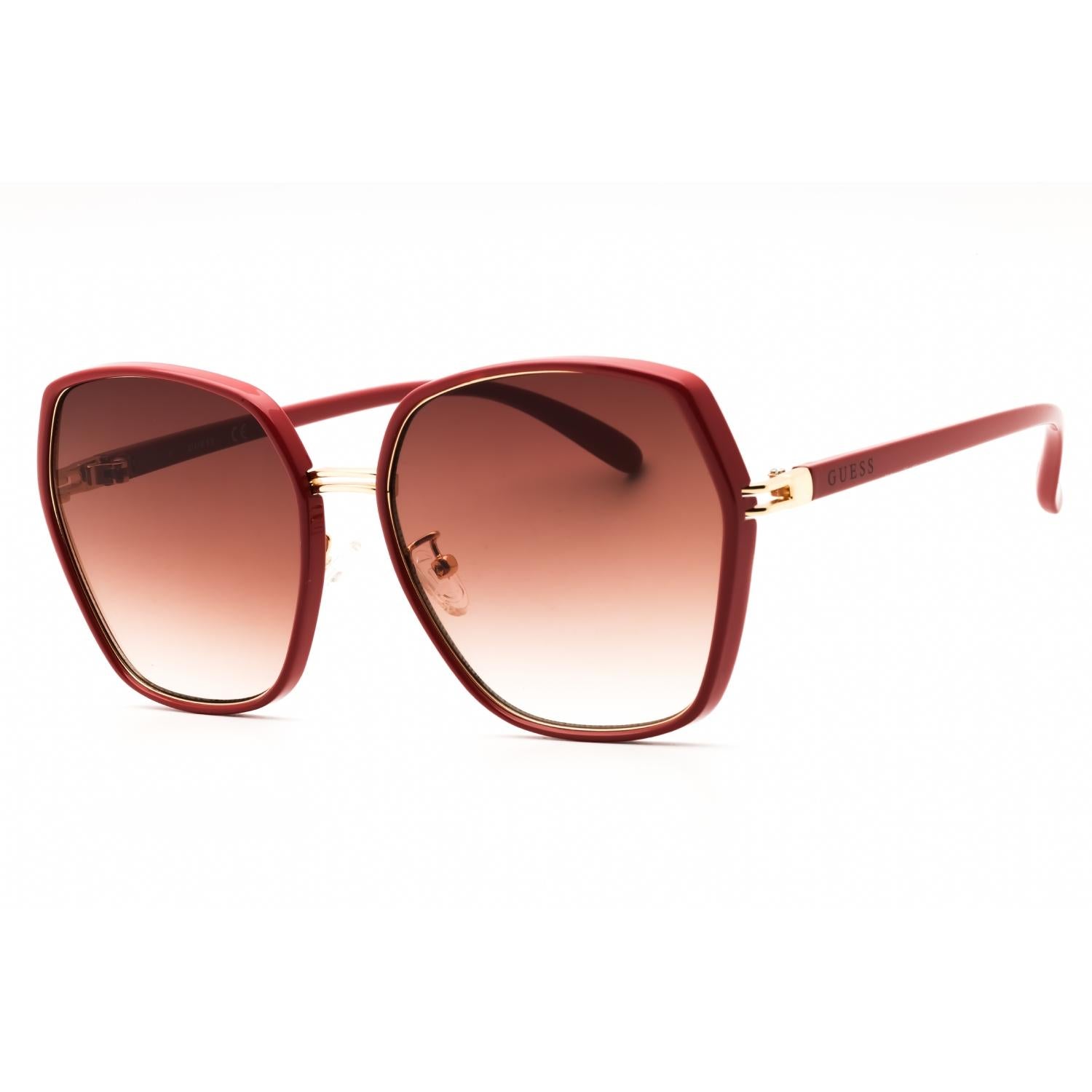 Guess Factory GF0407 Women Oversized Sunglasses Shiny Red / Gradient Brown