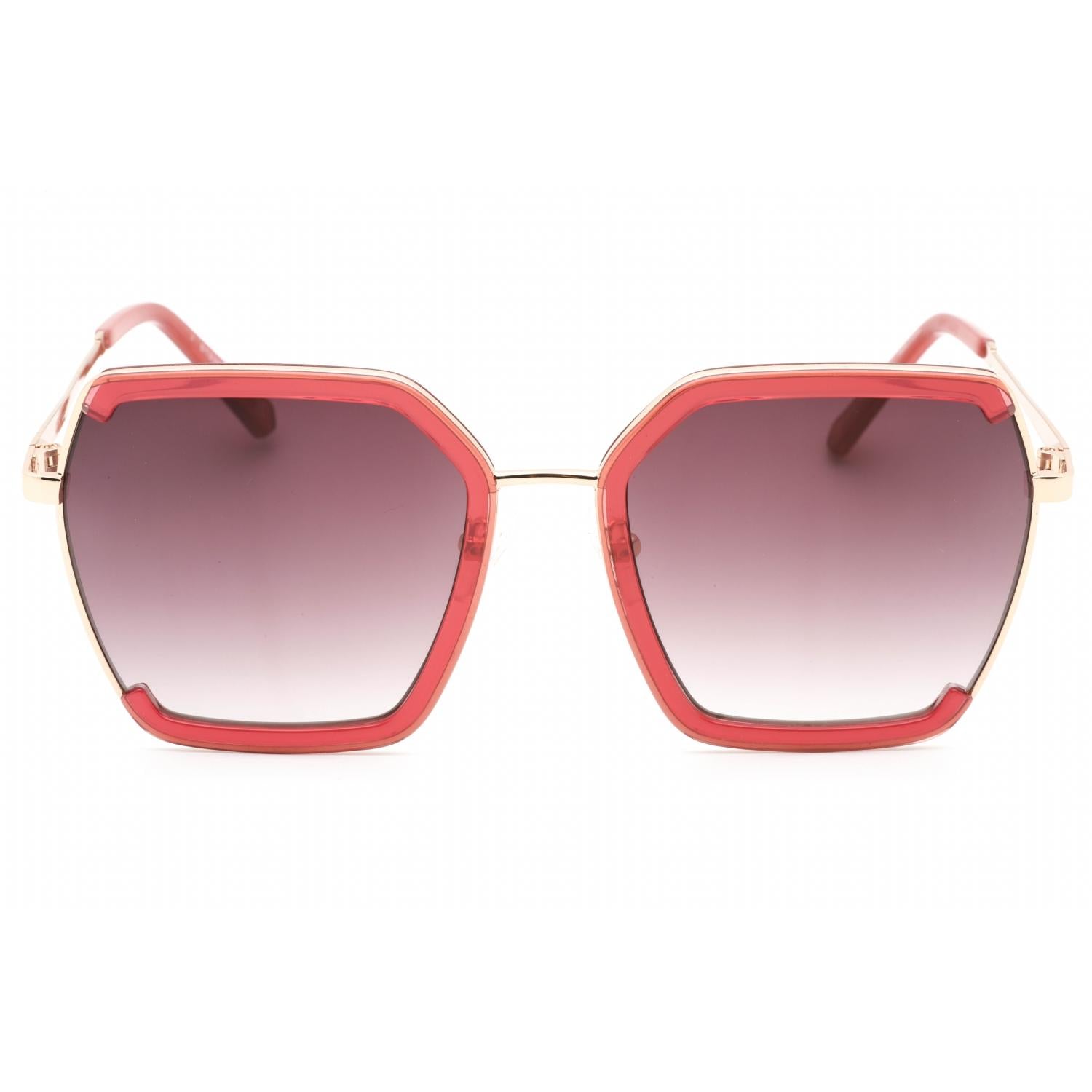 Guess Factory GF0418 Women Rectangular Sunglasses Shiny Bordeaux / Gradient Bordeaux