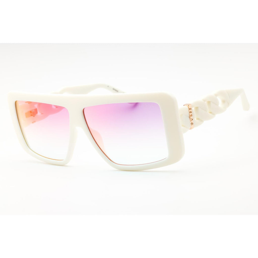 Guess GU00109 Women Rectangular Sunglasses White / Gradient Violet Mirror