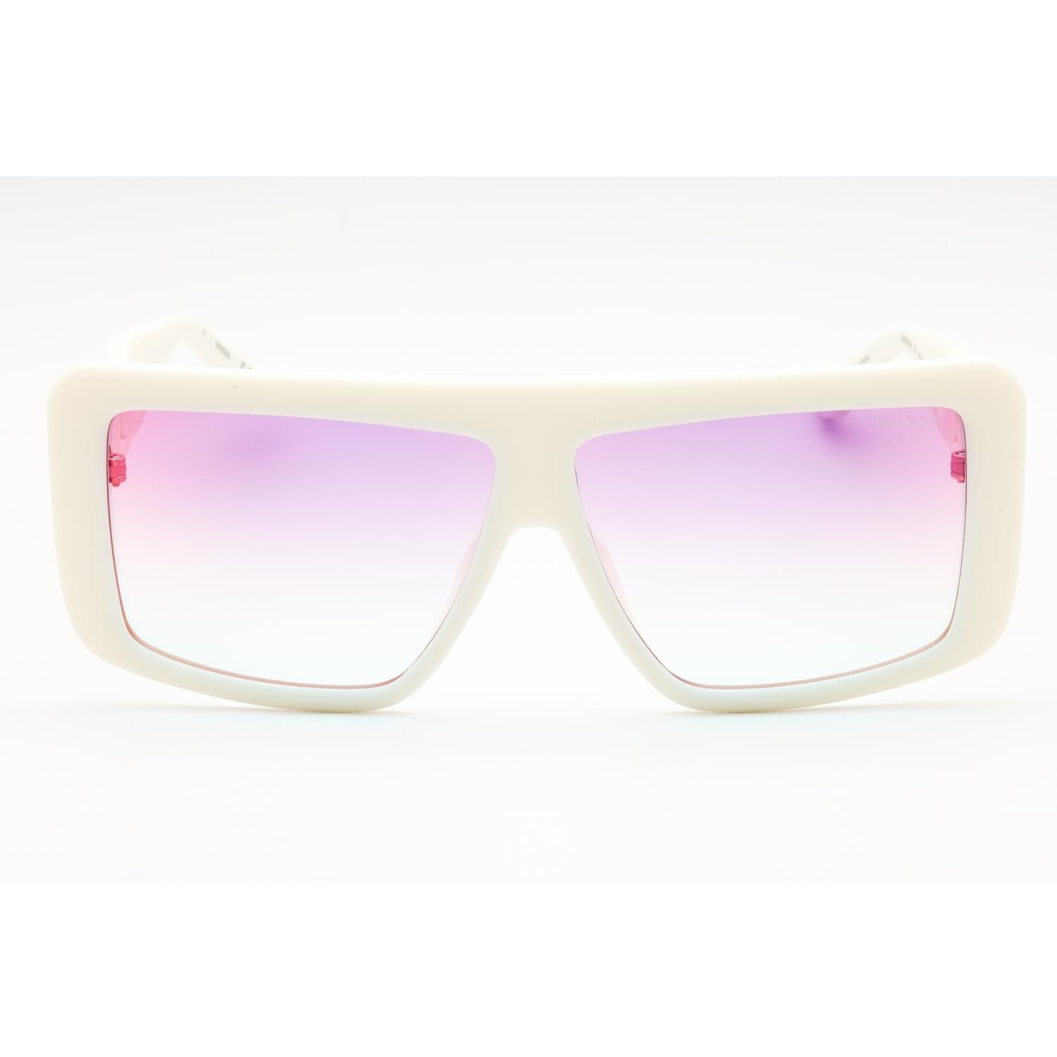 Guess GU00109 Women Rectangular Sunglasses White / Gradient Violet Mirror