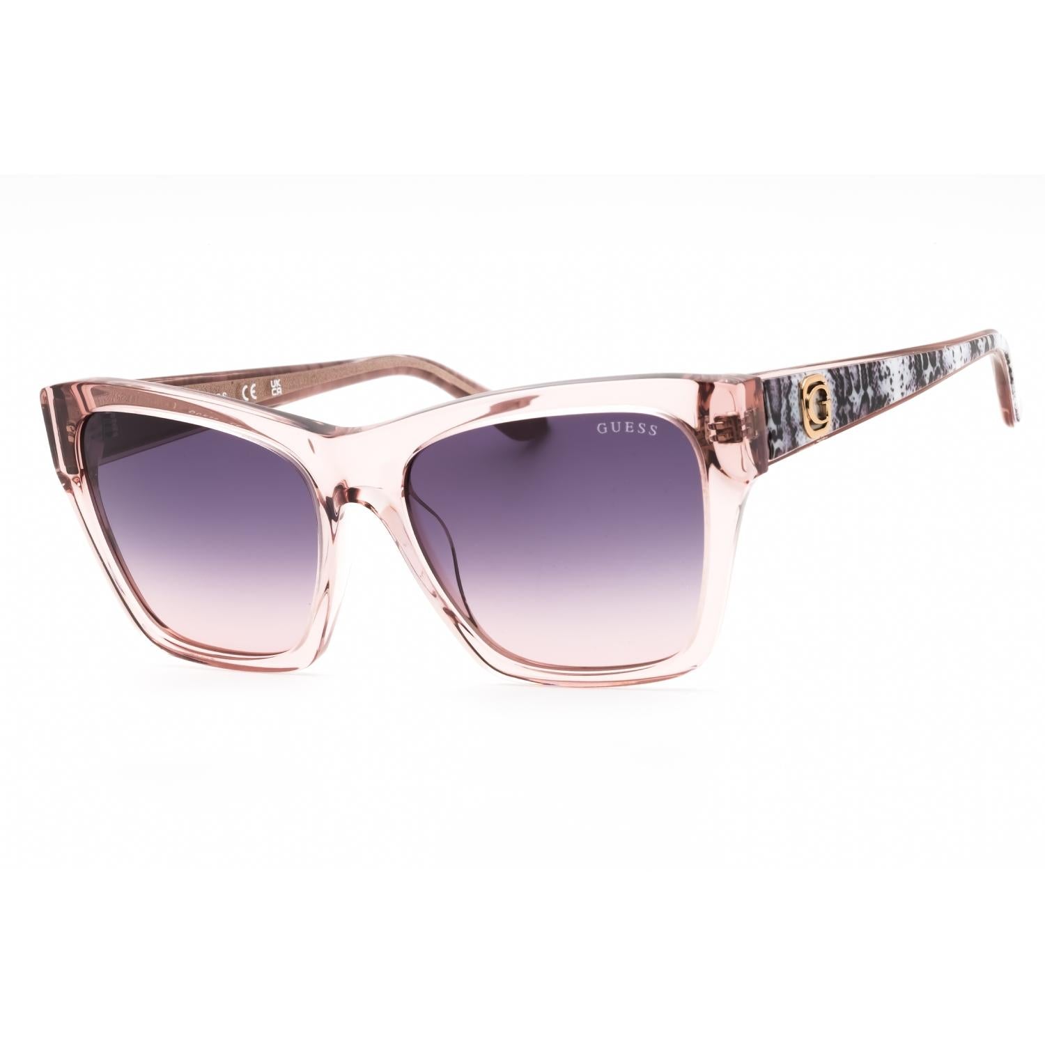 Guess GU00113 Women Cat Eye Sunglasses Shiny Beige / Gradient Violet Mirror