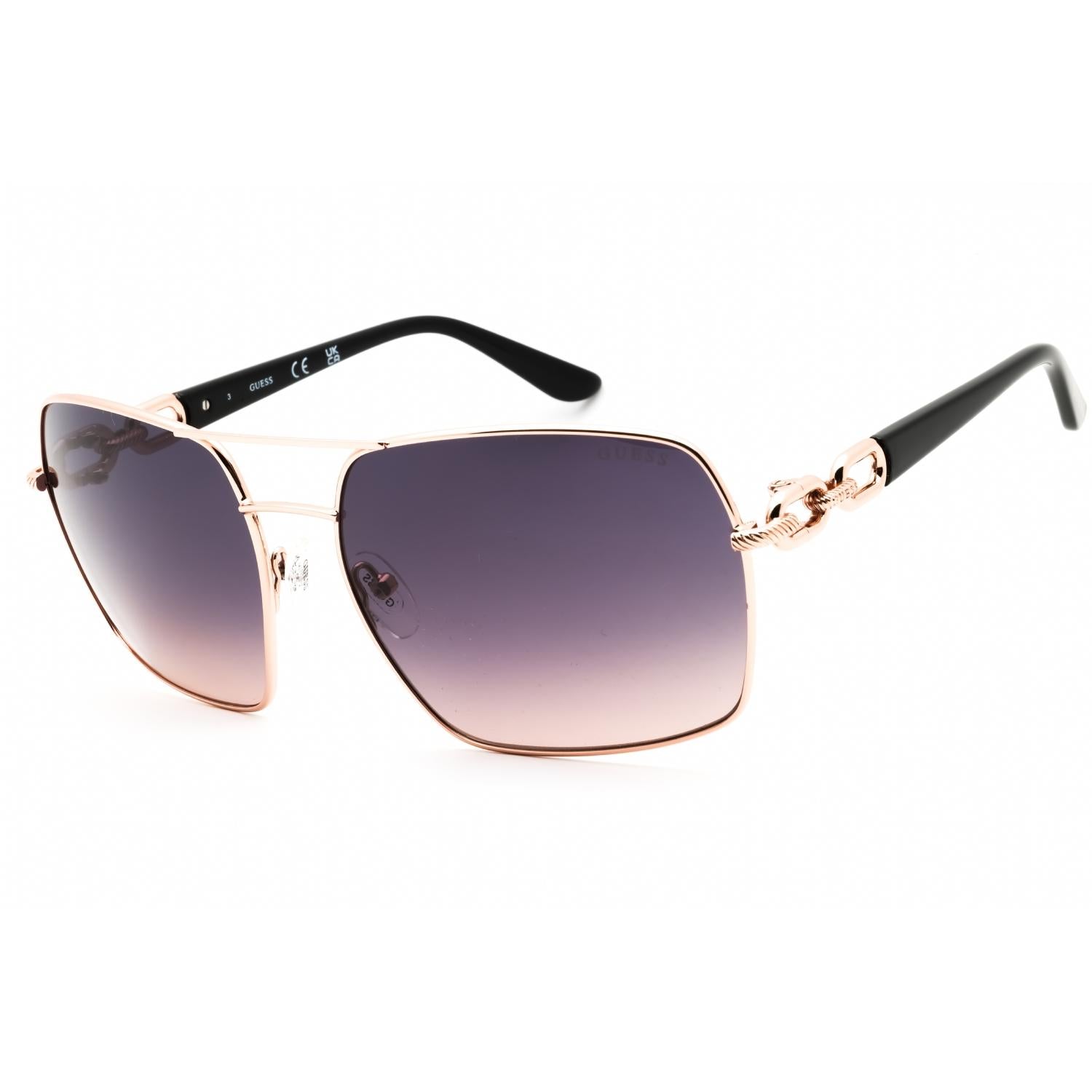 Guess GU00159 Women Rectangular Sunglasses Shiny Rose Gold / Gradient Smoke
