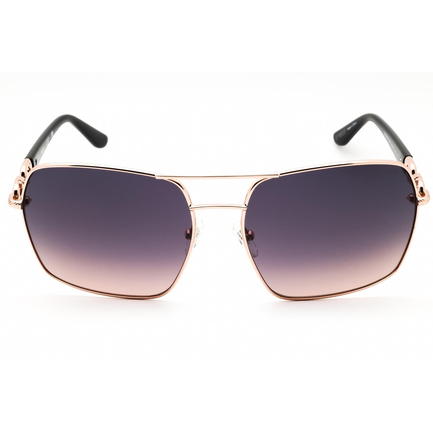 Guess GU00159 Women Rectangular Sunglasses Shiny Rose Gold / Gradient Smoke