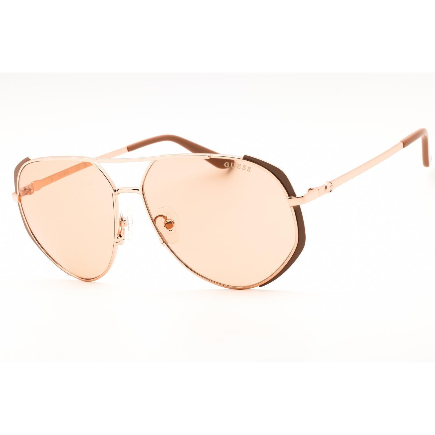 Guess GU00219 Women Aviator Sunglasses Matte Beige / Polished Rose Gold