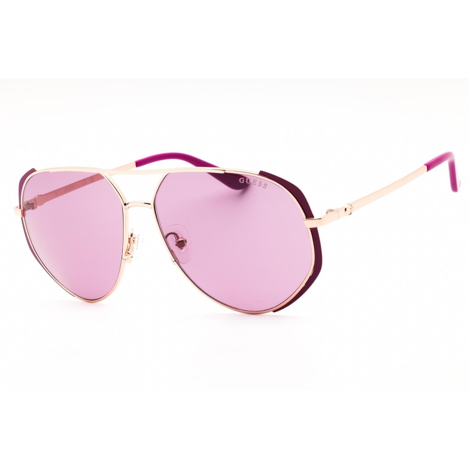 Guess GU00219 Women Aviator Sunglasses Matte Purple / Shiny Rose Gold