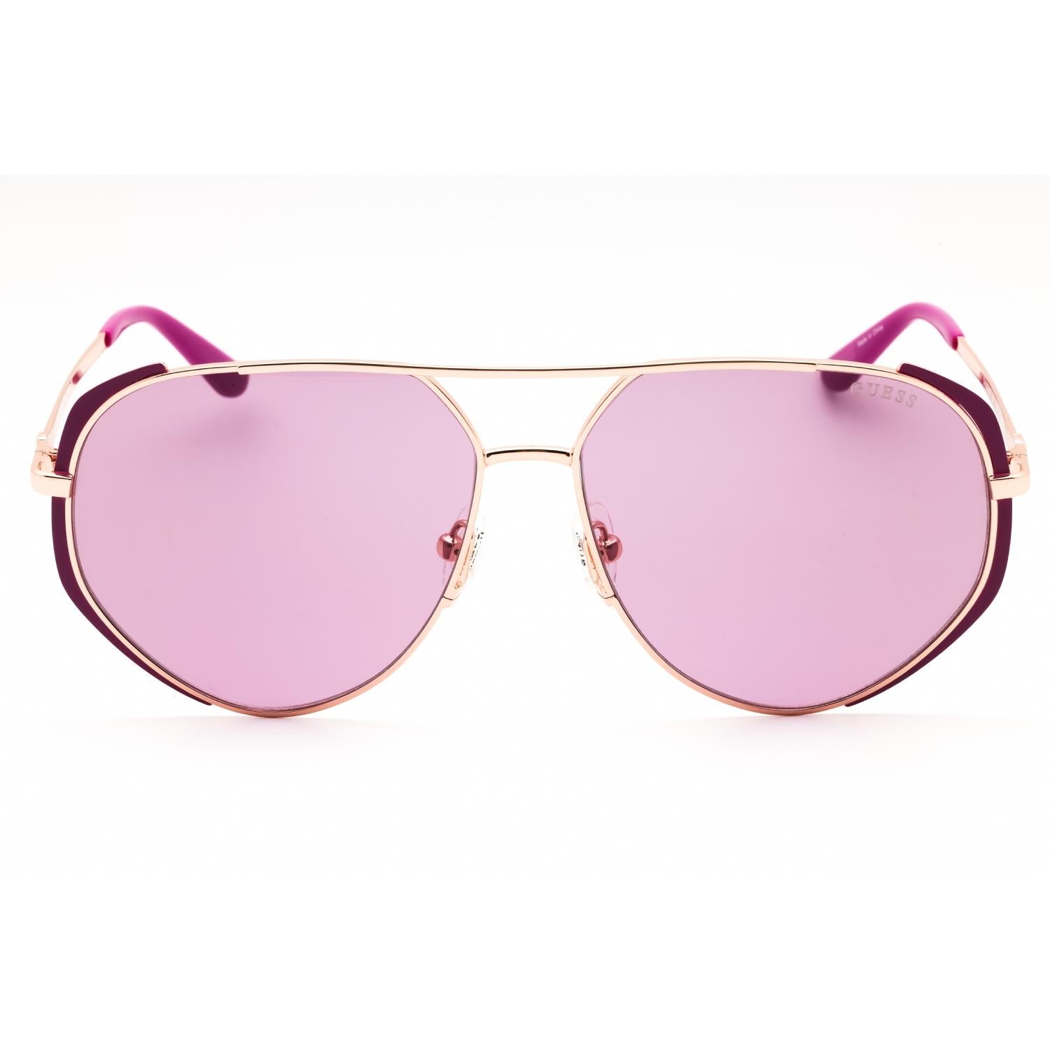 Guess GU00219 Women Aviator Sunglasses Matte Purple / Shiny Rose Gold