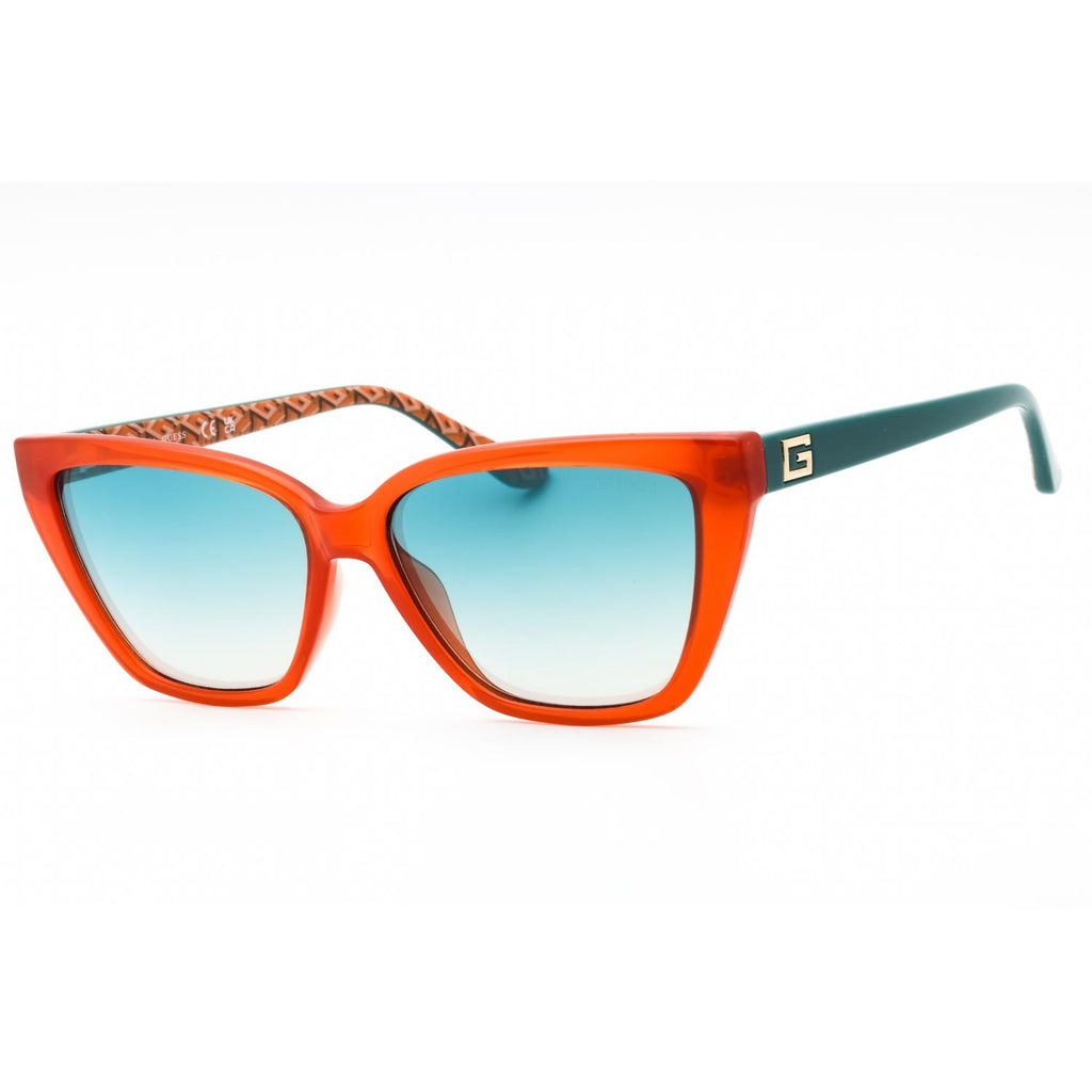 Guess GU7919 Women Cat Eye Sunglasses Orange / Blue Mirror