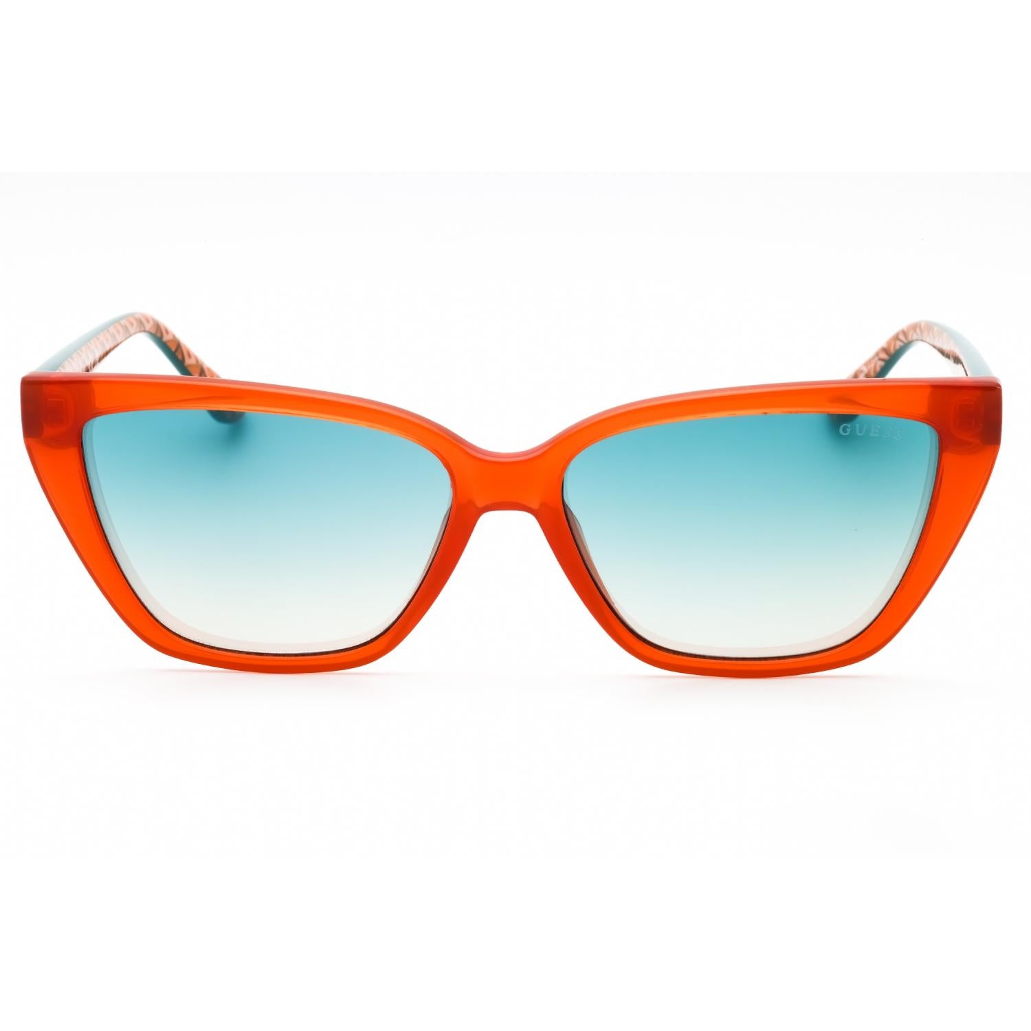 Guess GU7919 Women Cat Eye Sunglasses Orange / Blue Mirror
