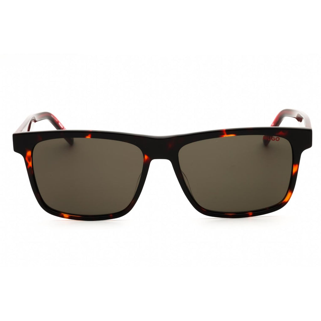HUGO HG 1242/S Men Rectangular Sunglasses Havana Red / Grey