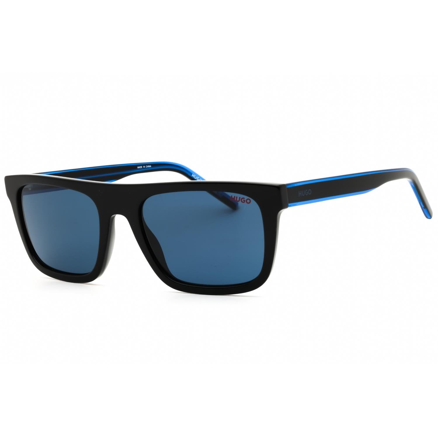HUGO HG 1297/S Men Rectangular Sunglasses Black Blue / Blue