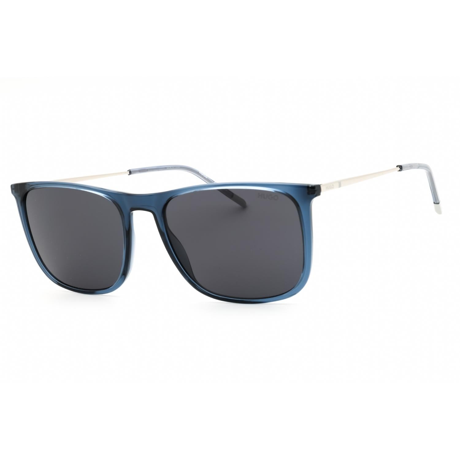 HUGO HG 1319/S Men Rectangular Sunglasses Blue / Dark Grey