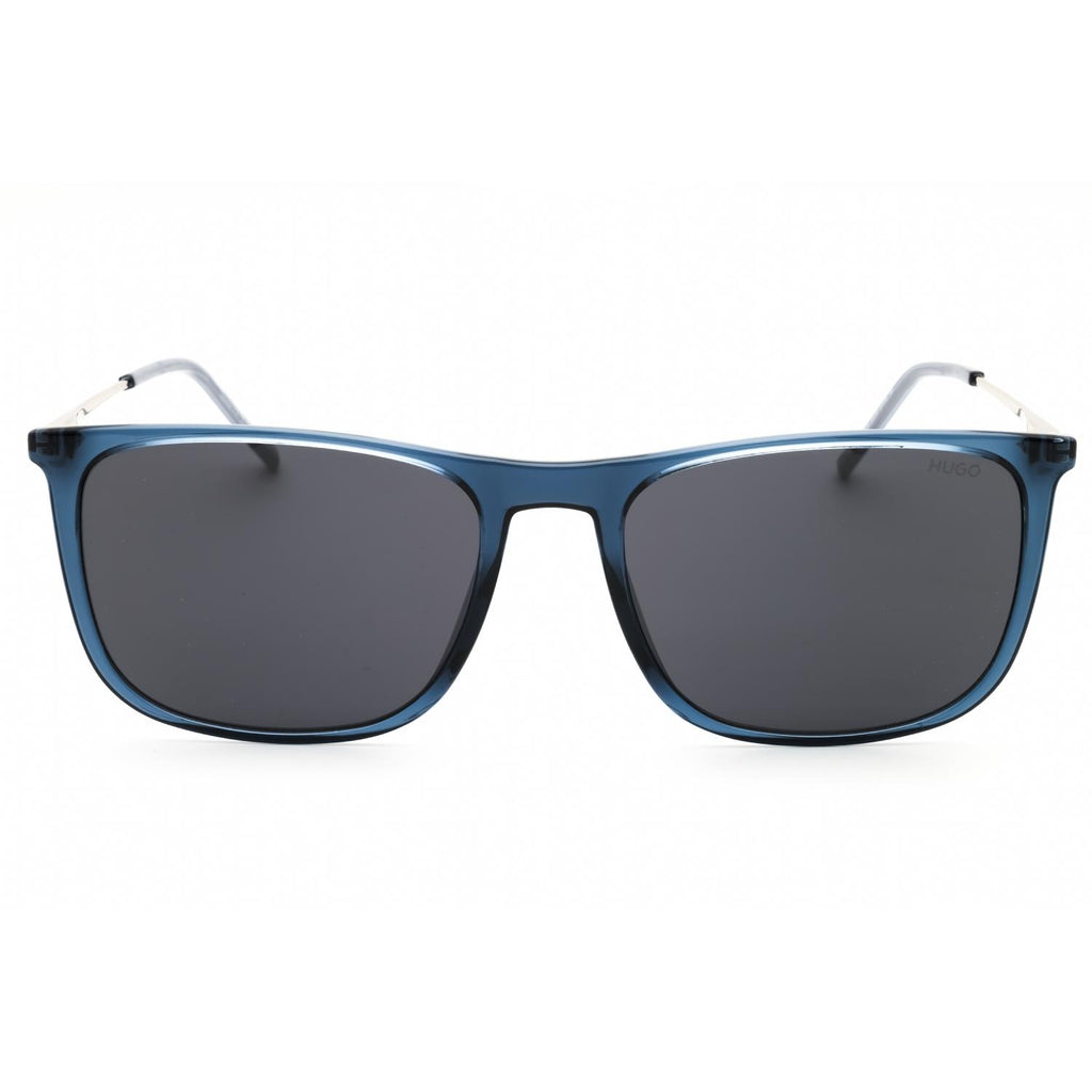 HUGO HG 1319/S Men Rectangular Sunglasses Blue / Dark Grey