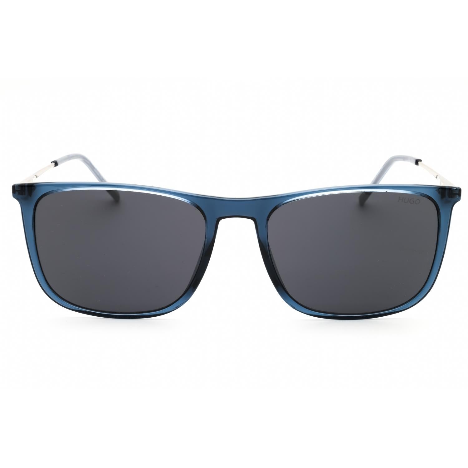 HUGO HG 1319/S Men Rectangular Sunglasses Blue / Dark Grey