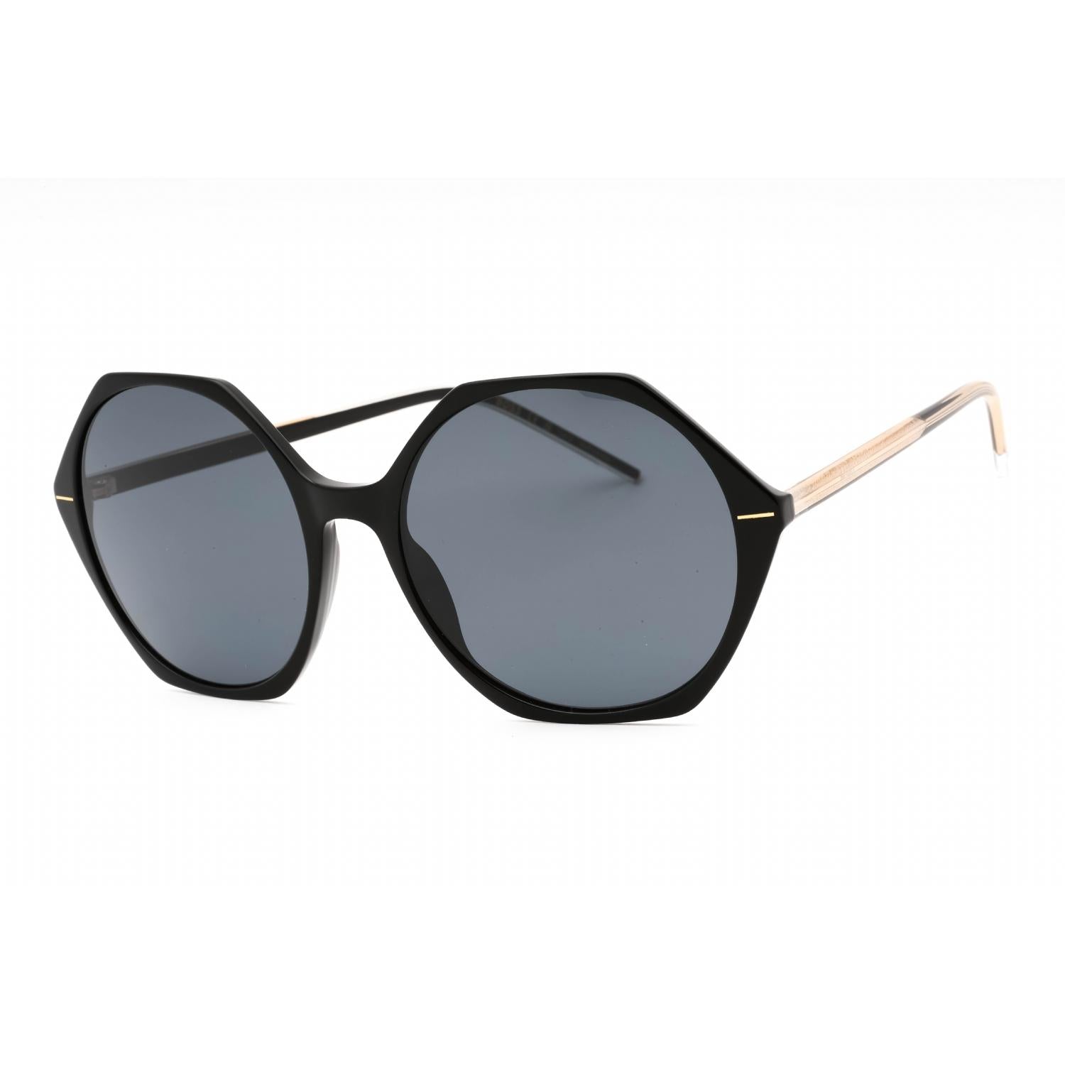 Hugo Boss BOSS 1585/S Women Round Sunglasses Black Crystal / Grey