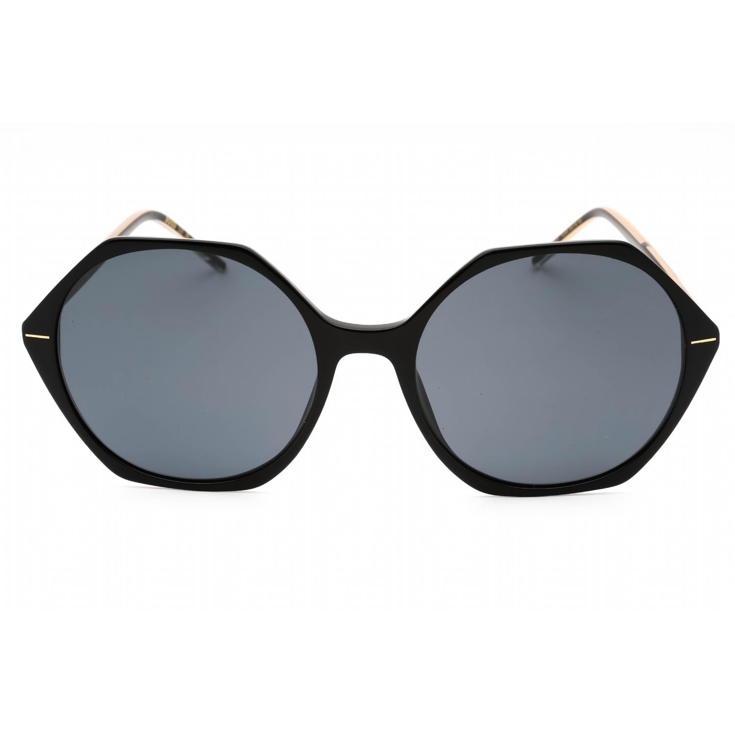 Hugo Boss BOSS 1585/S Women Round Sunglasses Black Crystal / Grey