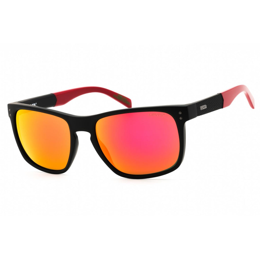Levi's LV 5058/S Men Rectangular Sunglasses Matte Black Red / Red Mirror
