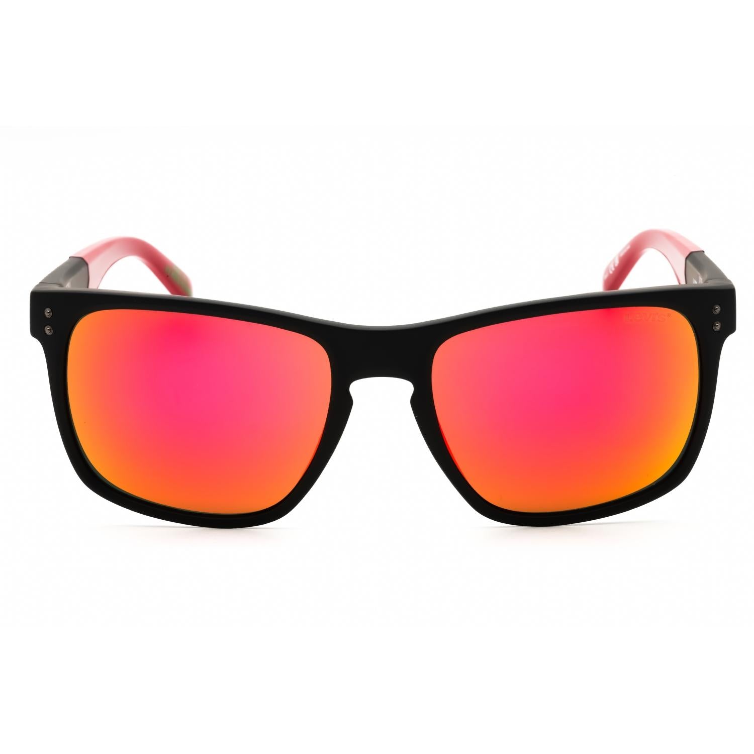 Levi's LV 5058/S Men Rectangular Sunglasses Matte Black Red / Red Mirror