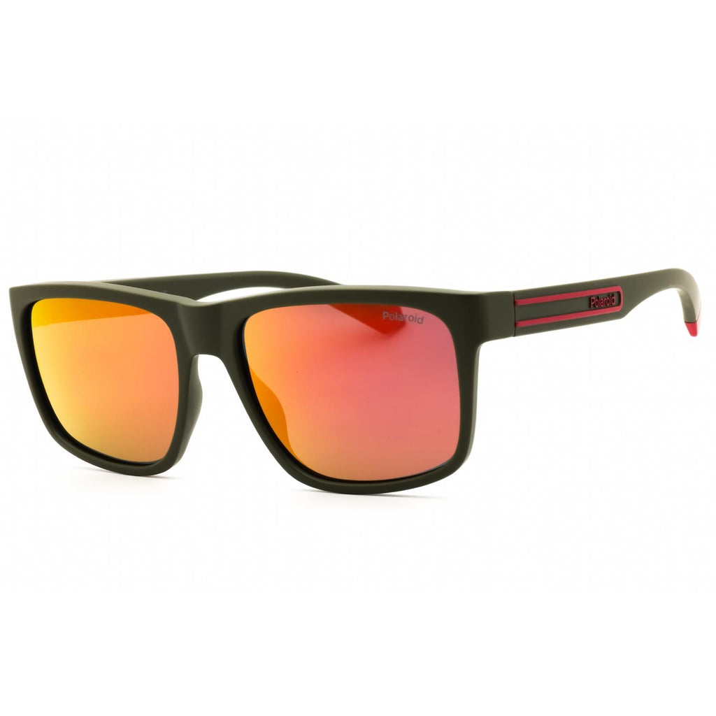 Polaroid Core PLD 2149/S Men Rectangular Sunglasses Military Green / Gradient Orange Mirror