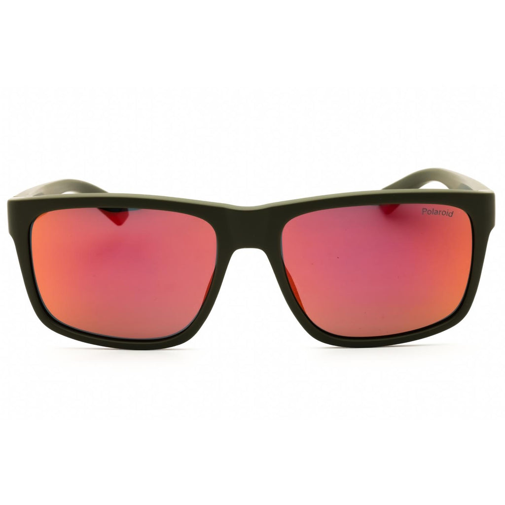 Polaroid Core PLD 2149/S Men Rectangular Sunglasses Military Green / Gradient Orange Mirror