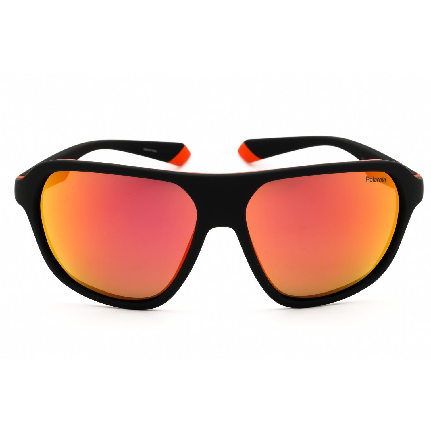Polaroid Core PLD 2152/S Men Rectangular Sunglasses Black / Orange Grey Mirror