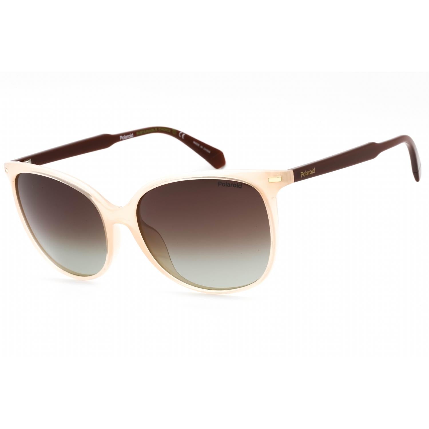 Polaroid Core PLD 4125/G/S Women Rectangular Polarized Sunglasses White / Brown Shaded