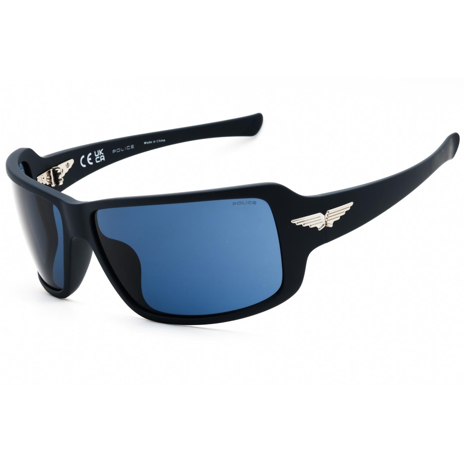 Police SPLN37 Men's Rectangular Sunglasses Dark Navy Blue