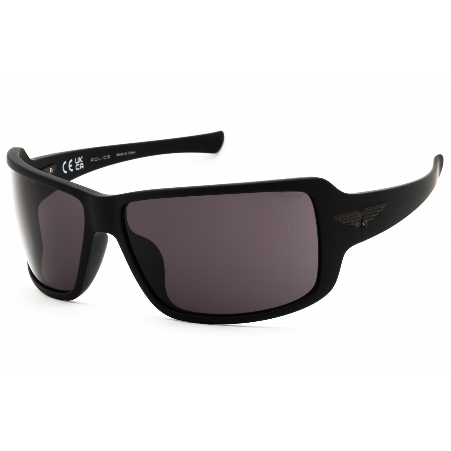 Police SPLN37 Men's Rectangular Sunglasses Semi-Matt Black Smoke