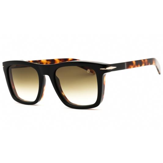 David Beckham DB 7000/S Men Rectangular Sunglasses Black Havana Gold Green Shaded