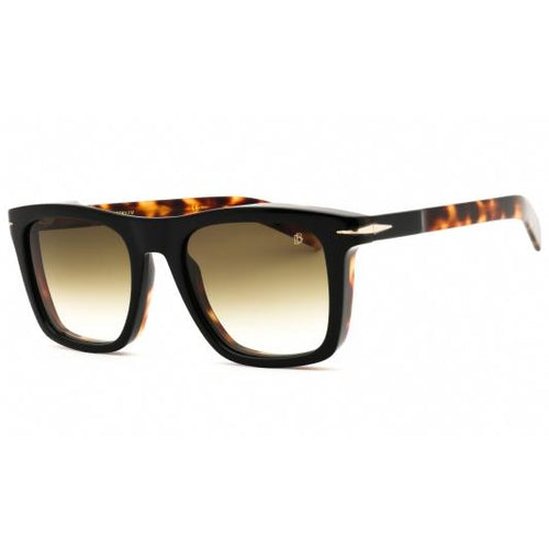 David Beckham DB 7000/S Men Rectangular Sunglasses Black Havana Gold Green Shaded