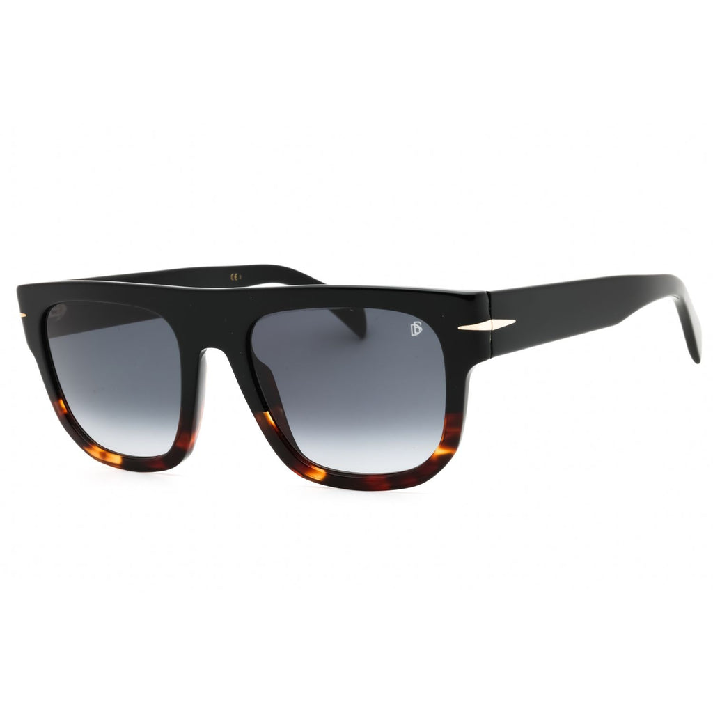 David Beckham DB 7044/S Rectangular Sunglasses – Black Horn / Dark Grey Gradient