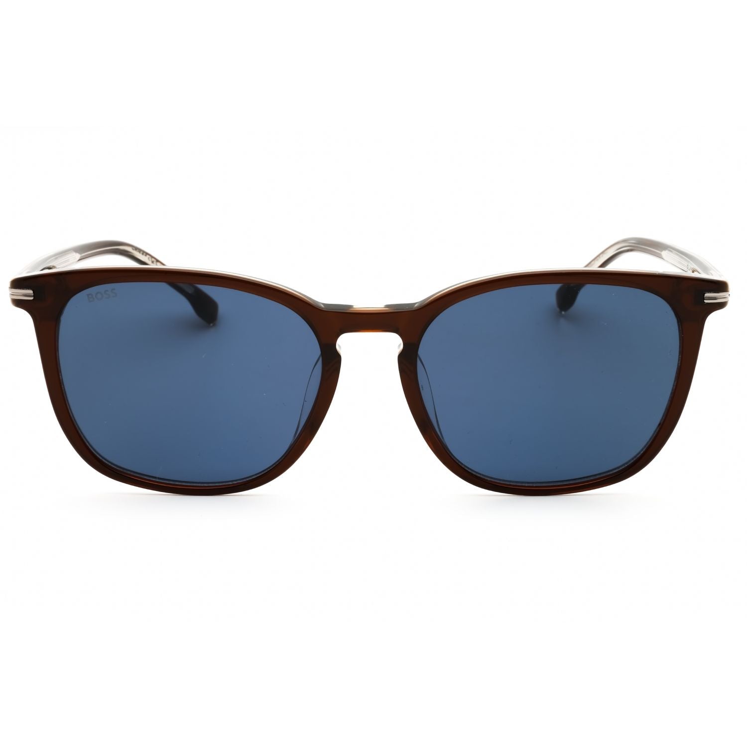 Hugo Boss BOSS 1668/F/SK Rectangular Sunglasses Brown Frame Blue Lens